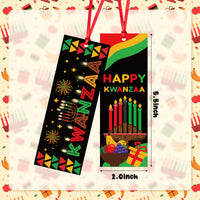Haooryx 120Pcs Kwanzaa Bookmarks Happy Kwanzaa Bookmarks African Traditional Heritage Kwanzaa Festival Book Marks for Home Kwanzaa Holiday Party Celebrates Decoration Classroom Inspirational Supplies