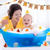 Haooryx 60Pcs Fall Mini Rubber Ducks Autumn Thanksgiving Bath Toys Maple Leave Bathtub Float Ducky Tiny Squeak Duck for Kids Autumn Themed Party Thanksgiving Favors Baby Shower Toys Class Game Reward