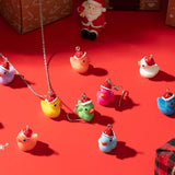 Haooryx 100pcs Christmas Mini Resin Ducks Charms Pendants Colorful Christmas Hat Duck Jewelry Charms Miniature Duck Tiny Figures Ornaments for Xmas Tree Diy Making Bracelet Necklace Earrings Crafts