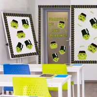 Haooryx 118Pcs Halloween Frankly We Love Reading Green Monster Bride Bulletin Board Classroom Decoration Set, Green Monster Character Cutouts for Halloween Home Party School Chalkboard Wall Decor