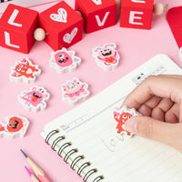 Haooryx 60Pcs Valentine Monster Mini Eraser for Kids, Cartoon Monster Assorted Pencil Erasers 3D Desk Puzzle Erasers Pet for Student Homework Class Prizes Valentine’s Party Gift Filler Favor