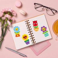 Cartoon Spring Flower DIY Sticker - Haooryx 300pcs Spring Theme Make A Flower Scene Sticker Roll, Cute Rose Sunflower Happy Face Flower Decals Mix and Match DIY Sticker for Kids Spring Party Supply