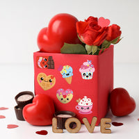 Haooryx 300pcs Valentine’s Day Make A Dessert Face Scene Sticker Roll, Make Your Own Dessert Cute Donut Ice Cream Cupcake Chocolate Sticker Mix and Match Sweet and Treat Party Decor Scrapbook Decor