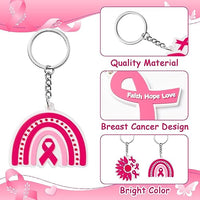 Haooryx 36pcs Breast Cancer Awareness Keychain for Girls Women, Pink Ribbon Hope Key Chain Breast Cancer Awareness Accessories Hope Fight Keychain Breast Cancer Awareness Party Favor Inspiring Gifts