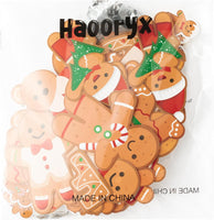 Haooryx 120Pcs Christmas Winter Gingerbread Man Bulletin Board Classroom Decoration Set, Gingerbread Man Pattern Paper Cut-outs for Christmas Theme Party Home School Window Wall Blackboard Decor