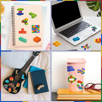 Haooryx 50pcs Building Block Sticker Set, Colorful Bricks Self-Adhesive Sticker Decals Cute Stickers for Building Block Lover Kid’s Birthday Party Supplies Bulk Bricks Sticker for Scrapbook Decor
