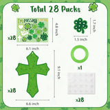 Haooryx 28 Pack St.Patrick's Day Blessings Cross Craft Kit Make Your Own Blessings Thankful Cross Hanging Ornaments Shamrocks DIY Craft Church Christian Sunday School St. Patrick's Day Party Supply
