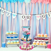 Haooryx Burnout or Bow Gender Reveal Party Decorations Cupcake Stand, 3 Tier Racing Bow Cupcake Tower Cardboard Dessert Holder for Boy or Girl Baby Shower He or She Gender Reveal Party Decor Supplies