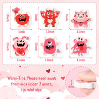 Haooryx 60Pcs Valentine Monster Mini Eraser for Kids, Cartoon Monster Assorted Pencil Erasers 3D Desk Puzzle Erasers Pet for Student Homework Class Prizes Valentine’s Party Gift Filler Favor