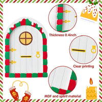 Haooryx 22pcs Christmas Magic Wooden Miniature Fairy Doors Accessories, Christmas Elf Magic Door for Wall Fairies Magical Door Decoration Christmas Party Outdoor Xmas Decor (White Door)