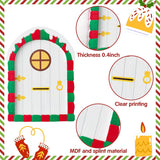 Haooryx 22pcs Christmas Magic Wooden Miniature Fairy Doors Accessories, Christmas Elf Magic Door for Wall Fairies Magical Door Decoration Christmas Party Outdoor Xmas Decor (White Door)
