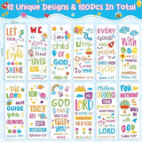 Haooryx 123pcs Bible Verse Bookmarks for Kids, Religious Inspirational Bookmarks Colorful Flower Balloon DIY Book Marks Sunday School Supplies Reading Lovers Gift Goodie Bag Fillers Class Rewards