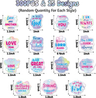 Haooryx 300pcs Religious Cartoon Colorful Foam Stickers Sunday School Bible Christian Self Adhesive Foam Sticker Motivational Saying from The Bible Puffy Sticker for Kids Reward Church Activity Decor