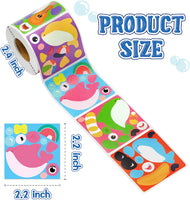 Haooryx 300pcs Ocean Animal Make A Shark Stickers Roll Funny Make Your Own Sea Creature Sticker Mix and Match Shark DIY Sticker for Water Bottles Laptop Kids Birthday Party Favors