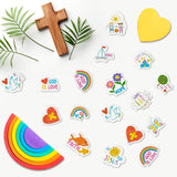 Haooryx 300pcs Religious Cartoon Foam Stickers Sunday School Bible Christian Faith Rainbow Heart Shape Self Adhesive EVA Foam Sticker 3D Puffy Cute Sticker for Kids Rewards Scrapbook Laptops Decor