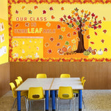 Haooryx 149Pcs Fall Autumn Unbeleafable Artificial Leaves Cutouts Bulletin Board Decoration Set, Fall Leaves Pumpkin Paper Patterned Cut-Outs for Autumn Classroom Blackboard Whiteboard Wall Decor