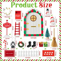 Haooryx 22pcs Christmas Magic Wooden Miniature Fairy Doors Accessories, Christmas Elf Magic Door for Wall Fairies Magical Door Decoration Christmas Party Outdoor Xmas Decor (White Door)