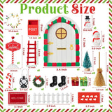 Haooryx 22pcs Christmas Magic Wooden Miniature Fairy Doors Accessories, Christmas Elf Magic Door for Wall Fairies Magical Door Decoration Christmas Party Outdoor Xmas Decor (White Door)