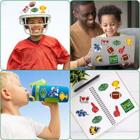 Haooryx 800pcs Football Sticker Roll(One Roll), Cartoon Football Sticker Decal for Sport Football Lover Self-Adhesive Football for Water Bottle Laptop Football Match Decor Sports Party Supply