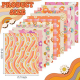 Haooryx 12pcs Hippie Groovy Patterned Cotton Fabric Bundles 22 x 18 Inch Retro Boho Rinbow Floral Printed Fat Quarter Vintage Cute Cotton Fabric for DIY Handmade Sewing Quilting Crafting Patchwork