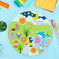 Haooryx 24Sets Color Your Own Creation Wheel, The Story of Creation DIY Religious Crafts Wheel for Kids Bible The Story of God Creating The World in Seven Days Craft Wheel Sunday School VBS Activity