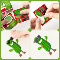 Haooryx 300pcs Christmas Theme Make A Pickle Face Scene Sticker Roll, Make Your Own Pickle Gherkin Sticker Decals Mix and Match DIY Cartoon Cucumber Art Craft for Kids Xmas Party Favor Supplies