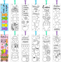 Haooryx 75Pcs Easter Color Your Own Bookmarks, Funny Bunny Peeps Book Mark Tags Kids DIY Coloring Blank Bookmarks for Easter Day Party Favor Gifts Student Rewards Supplies Classroom Art Craft Supplies