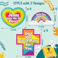 Haooryx 12PCS Christian You are A Pieces of Gods Plan Puzzles Colorful Cross Rainbow Religious Children Paper Puzzle Game for Kid Sunday School Educational Jigsaw Puzzle Easter Classroom VBS Activity