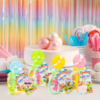 Haooryx 72PCS Candyland Theme Party Favors Candyland Silicone Bracelets Lollipop Whistle Candyland Keychains with Thank You Card and Organza Bags for Kids Birthday Baby Shower Party Goodie Bag Supply
