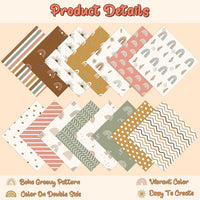 Haooryx 60pcs Boho Pattern Paper Set 11x11 Inch Retro Boho Rainbow Double-sided Decorative Craft Paper Colorful Vintage Art Craft Scrapbook Paper for Card Making Gift Wrap Photo Album Summer Decor
