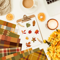 Haooryx 60pcs Fall Theme Patterned Paper 11’x11’ Autumn Buffalo Plaid Double-sided Origami Decorative Paper Maple Plaid Patterned Scrapbook Paper for Fall Thanksgiving Gift Wrap DIY Photo Album Decor