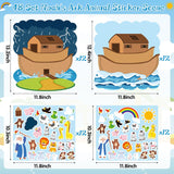 Haooryx 24 Set Noah’s Ark Animal Sticker Scene, Noah’s Ark Backgrounds and 24 Sheets Self-Adhesive Animal Stickers Educational Noah’s Ark Decor for Kids Sunday School VBS Activities Craft Event Supply