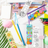 Haooryx 75Pcs Easter Color Your Own Bookmarks, Funny Bunny Peeps Book Mark Tags Kids DIY Coloring Blank Bookmarks for Easter Day Party Favor Gifts Student Rewards Supplies Classroom Art Craft Supplies