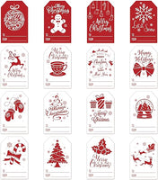 Haooryx 480Pcs Christmas Name Tag Stickers Red White Xmas Adhesive Gift Tag Lable Xmas to and from Sticker Gingerbread Man Candy Cane Elk Labels Sticker for New Year Present Package Decor (30Sheet)