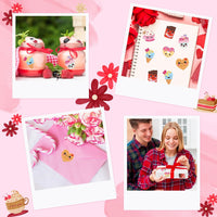 Haooryx 300pcs Valentine’s Day Make A Dessert Face Scene Sticker Roll, Make Your Own Dessert Cute Donut Ice Cream Cupcake Chocolate Sticker Mix and Match Sweet and Treat Party Decor Scrapbook Decor