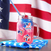 Religious Patriotic Theme Sticker Rolls - Haooryx 1000pcs Religious & Patriotic Sticker American Flag Element Decals Faith Freedom God Bless The USA Religious Sticker for Independence Day Memorial Day