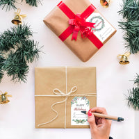 Haooryx 600Pcs Christmas Watercolor Plants Gift Tag Christmas Tree Roll Sticker to from Self Adhesive Name Tag Label for Winter Holiday Festive Presents Package Envelope Seals Cards Decorations