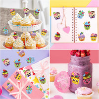 Haooryx 300pcs Make A Cupcake Face Scene Sticker Roll Make Your Own Cartoon Cupcake Happy Face Sticker Decal Cute Mix and Match Art Craft Dessert Sticker for Kids Birthday Dessert Party Giftwrap Decor