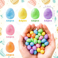 Haooryx 241Pcs Easter Mini Foam Eggs and Grass, Glitter Foam Eggs Bulk Decorative for Easter Party Kids Classroom DIY Craft Favor Supplies Easter Basket Stuffers Spring Party Home Dinner Table Decor
