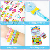 Haooryx 72PCS Candyland Theme Party Favors Candyland Silicone Bracelets Lollipop Whistle Candyland Keychains with Thank You Card and Organza Bags for Kids Birthday Baby Shower Party Goodie Bag Supply