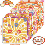 Haooryx 60pcs Groovy Hippie Flower Patterned Paper Set, Double Sided 11’x11’ Retro Colorful Boho Floral Scrapbook Specialty Paper Cute Groovy 90’ DIY Origami Paper Card Making Giftwrap Decor