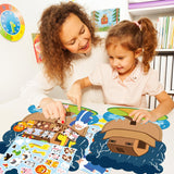 Haooryx 24 Set Noah’s Ark Animal Sticker Scene, Noah’s Ark Backgrounds and 24 Sheets Self-Adhesive Animal Stickers Educational Noah’s Ark Decor for Kids Sunday School VBS Activities Craft Event Supply
