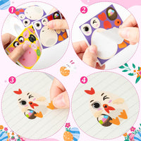Haooryx 300pcs Make Your Own Easter Egg Scene Sticker Roll Make A Easter Cartoon Animals Face DIY Sticker Decals Mix and Match Cute Easter Theme Egg-Shaped Sticker for Spring Easter Party Supply