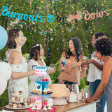 Haooryx Burnout or Bow Gender Reveal Party Decorations Cupcake Stand, 3 Tier Racing Bow Cupcake Tower Cardboard Dessert Holder for Boy or Girl Baby Shower He or She Gender Reveal Party Decor Supplies