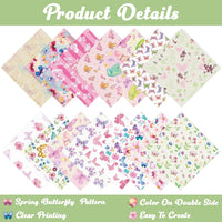Haoorx 60pcs Spring Theme Butterfly Patterned Paper Set, Double-Sided 11’ x11’ Colorful Cute Butterfly Origami Paper Watercolor Butterfly Scrapbook Specialty Paper for Spring Easter Giftwrap Supplies