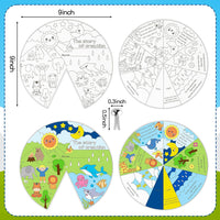 Haooryx 24Sets Color Your Own Creation Wheel, The Story of Creation DIY Religious Crafts Wheel for Kids Bible The Story of God Creating The World in Seven Days Craft Wheel Sunday School VBS Activity