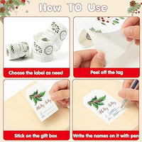 Haooryx 600Pcs Christmas Watercolor Plants Gift Tag Christmas Tree Roll Sticker to from Self Adhesive Name Tag Label for Winter Holiday Festive Presents Package Envelope Seals Cards Decorations