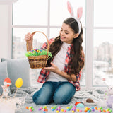 Haooryx 241Pcs Easter Mini Foam Eggs and Grass, Glitter Foam Eggs Bulk Decorative for Easter Party Kids Classroom DIY Craft Favor Supplies Easter Basket Stuffers Spring Party Home Dinner Table Decor