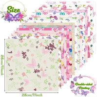 Haoorx 60pcs Spring Theme Butterfly Patterned Paper Set, Double-Sided 11’ x11’ Colorful Cute Butterfly Origami Paper Watercolor Butterfly Scrapbook Specialty Paper for Spring Easter Giftwrap Supplies