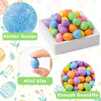 Haooryx 241Pcs Easter Mini Foam Eggs and Grass, Glitter Foam Eggs Bulk Decorative for Easter Party Kids Classroom DIY Craft Favor Supplies Easter Basket Stuffers Spring Party Home Dinner Table Decor